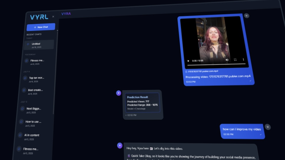 VYRL App in Action - Content prediction interface